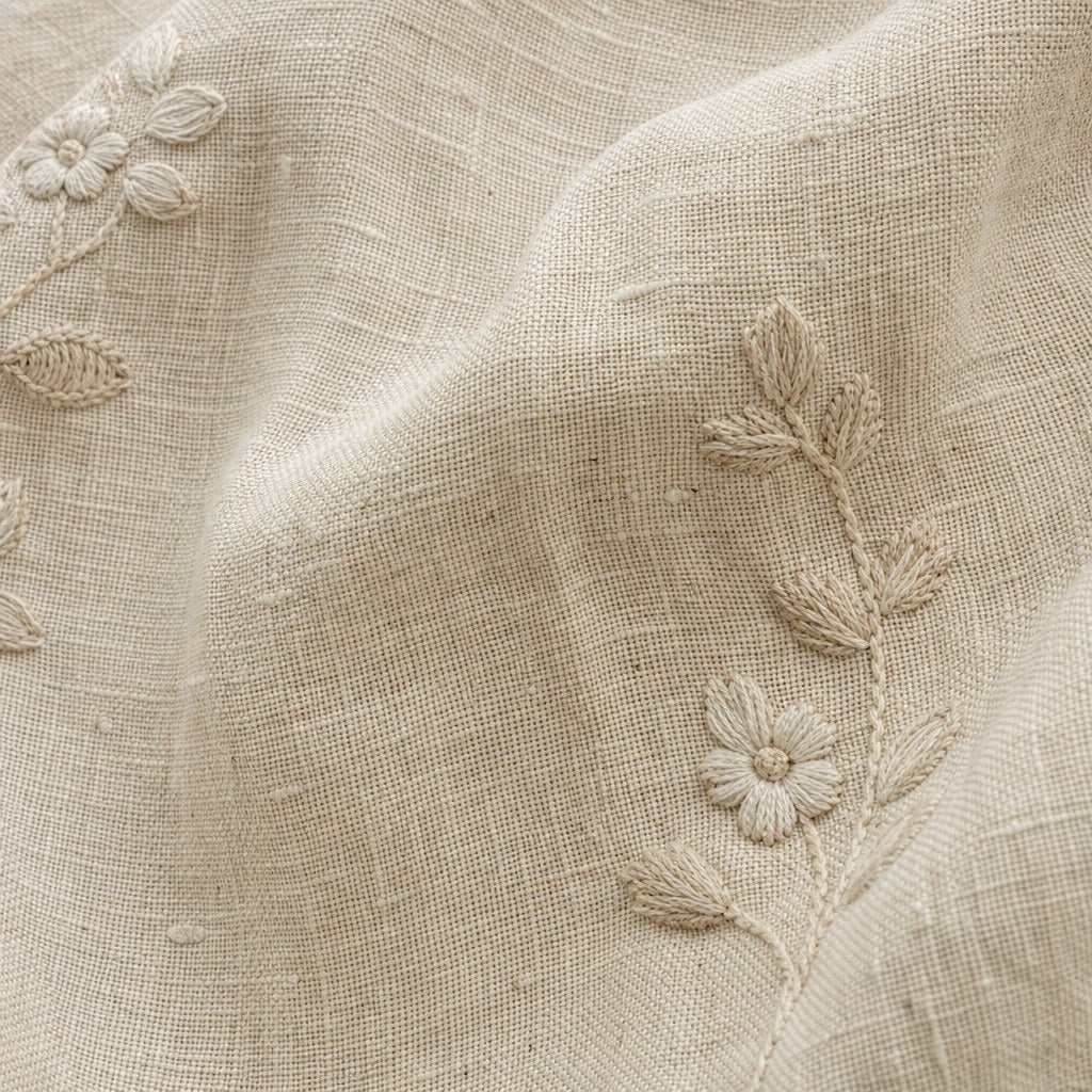 Beige Linen Summer Kurta – detail