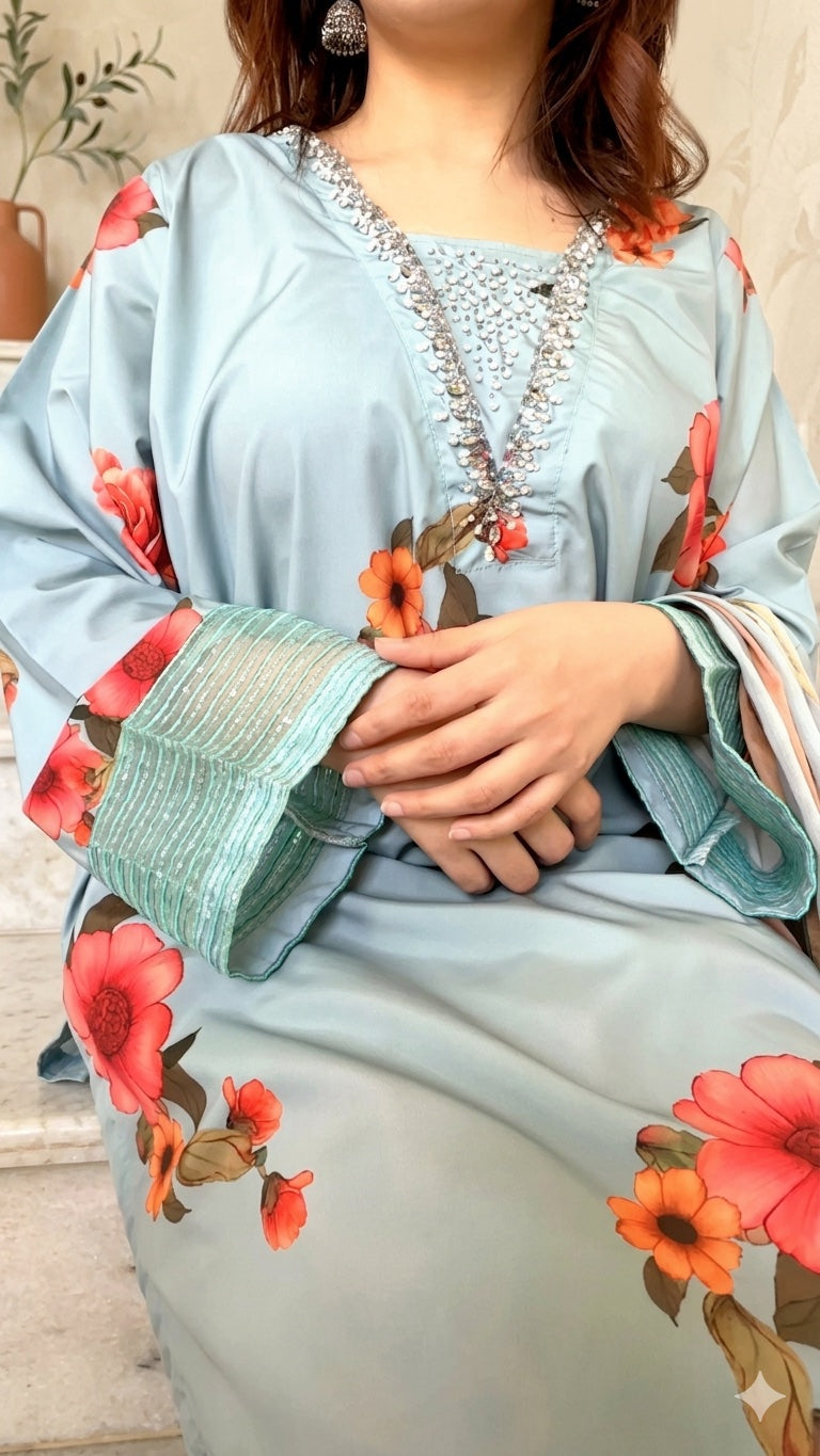 Floral Handworked 3-Piece Suit