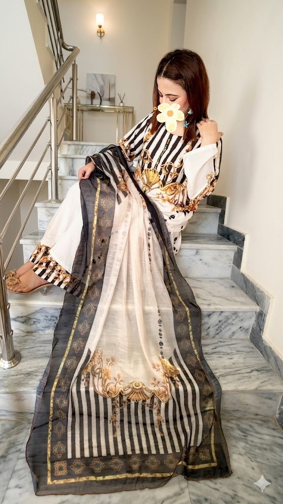 Black & Gold Baroque Handworked 3-Piece Suit