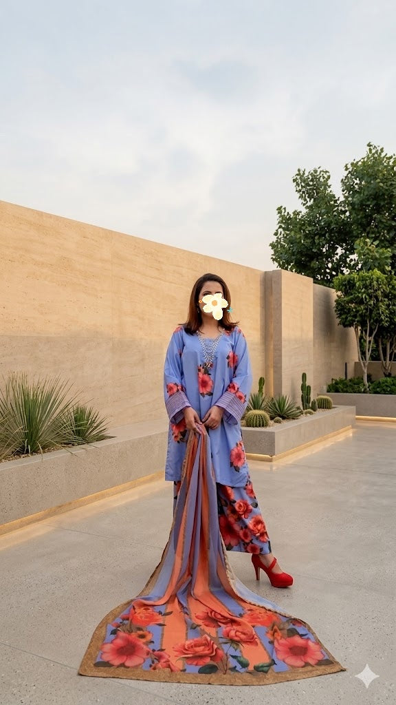 Floral Handworked 3-Piece Suit