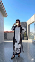 Monochrome Floral Long Fusion 2-Piece Suit