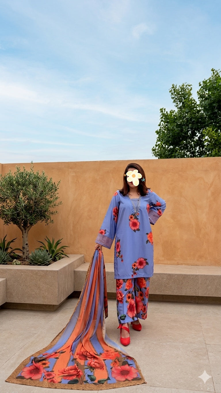 Floral Handworked 3-Piece Suit