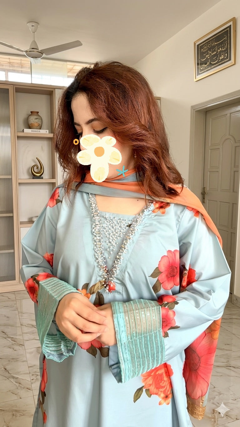 Floral Handworked 3-Piece Suit