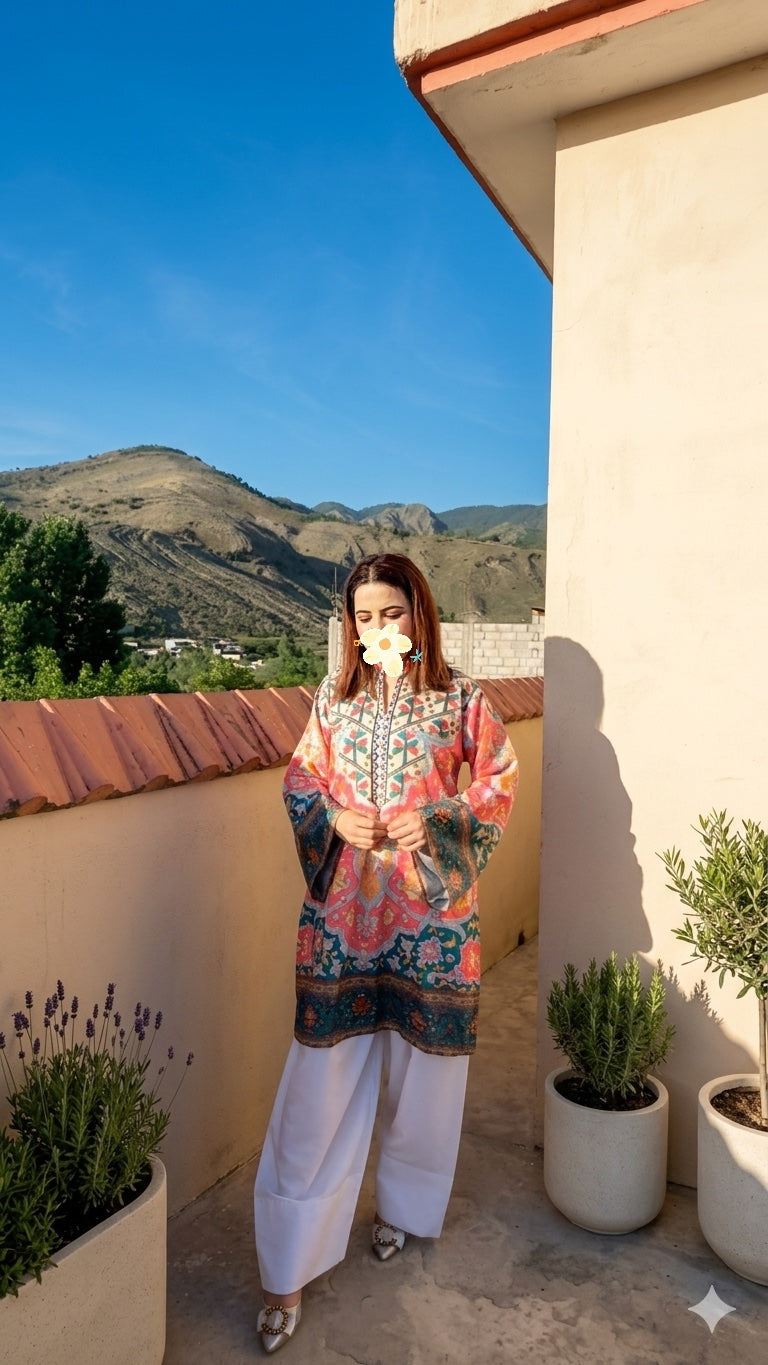 Multicolour Fusion Farshi 2-Piece Suit