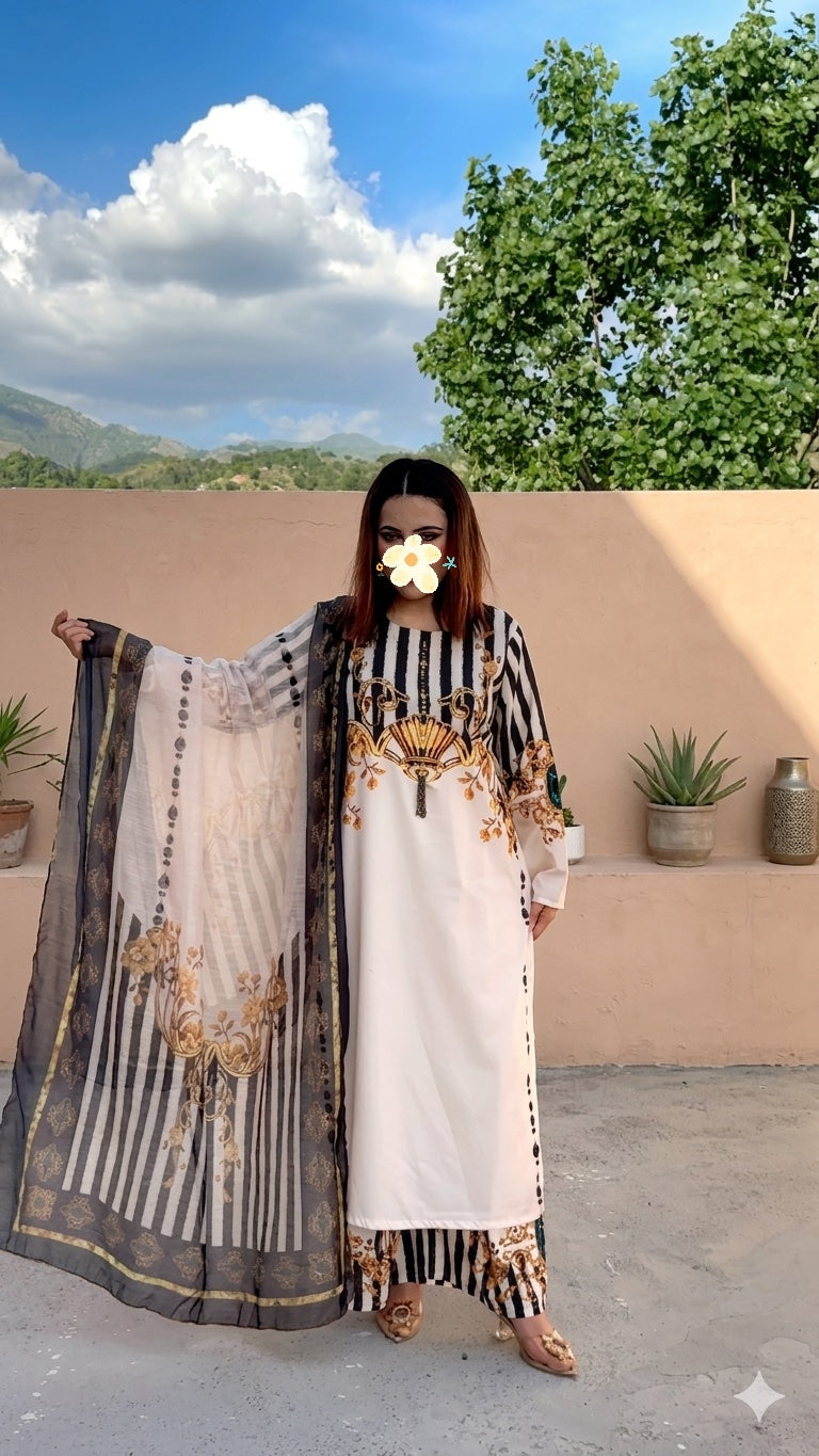 Black & Gold Baroque Handworked 3-Piece Suit