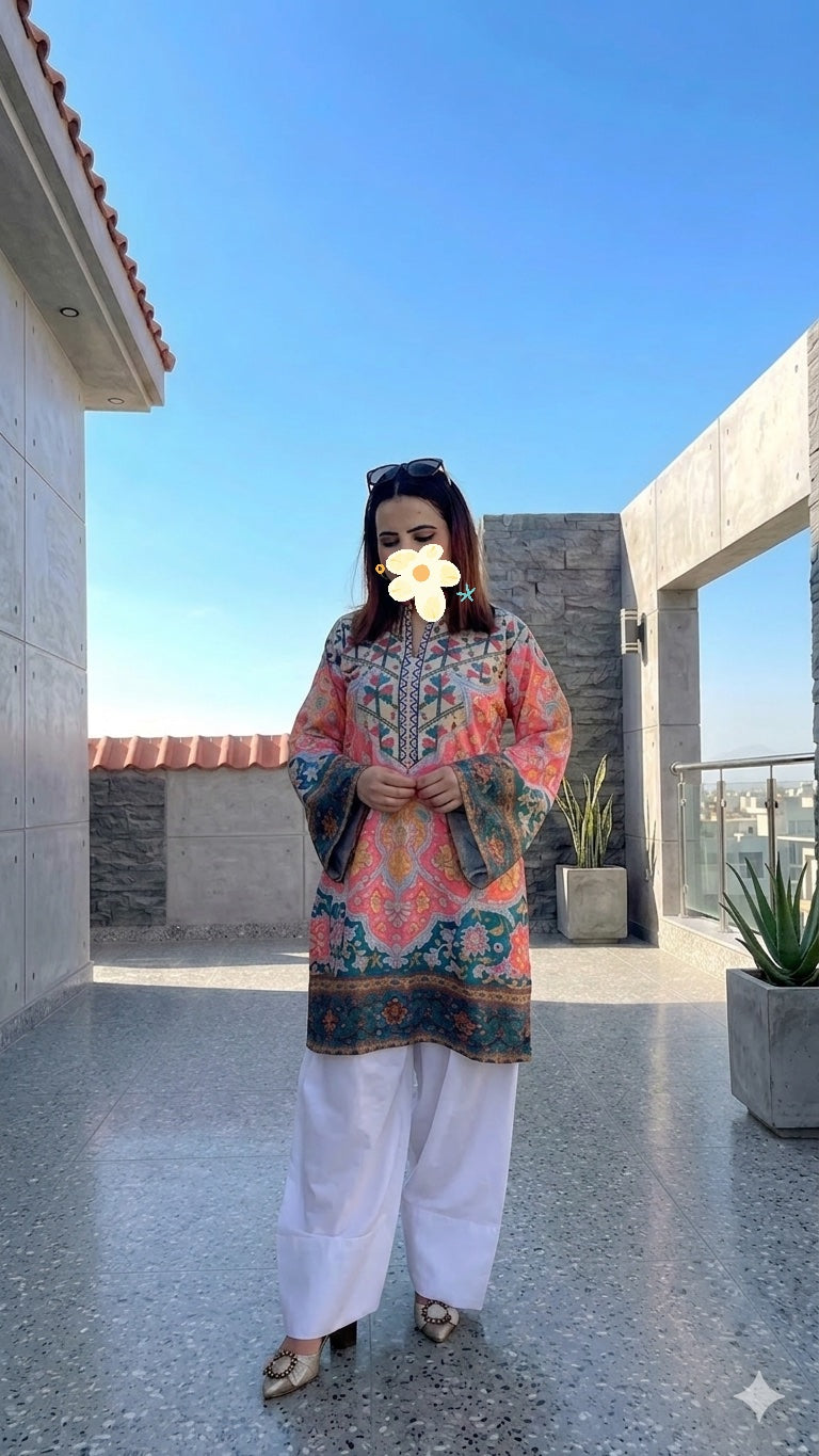 Multicolour Fusion Farshi 2-Piece Suit