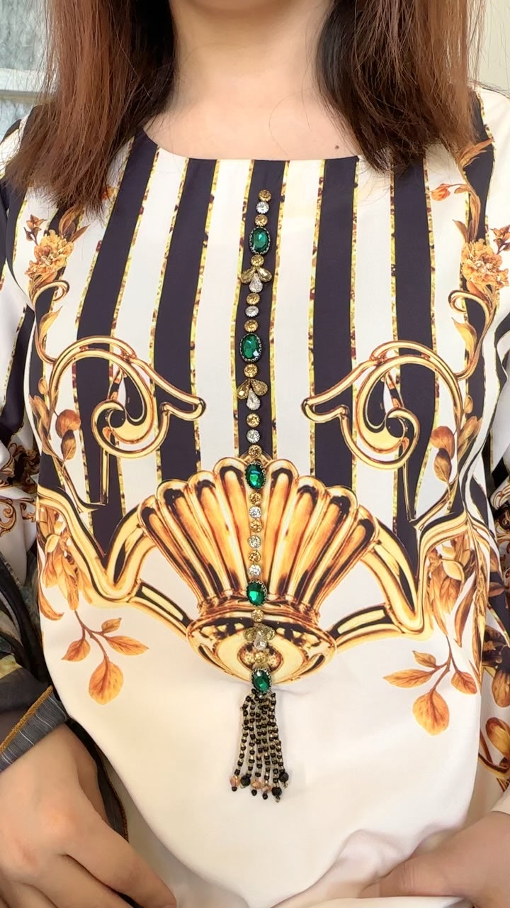 Black & Gold Baroque Handworked 3-Piece Suit