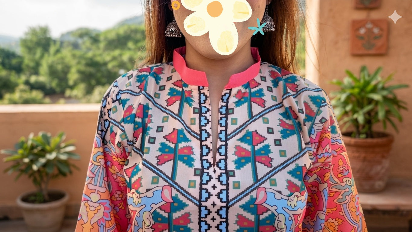 Multicolour Fusion Farshi 2-Piece Suit
